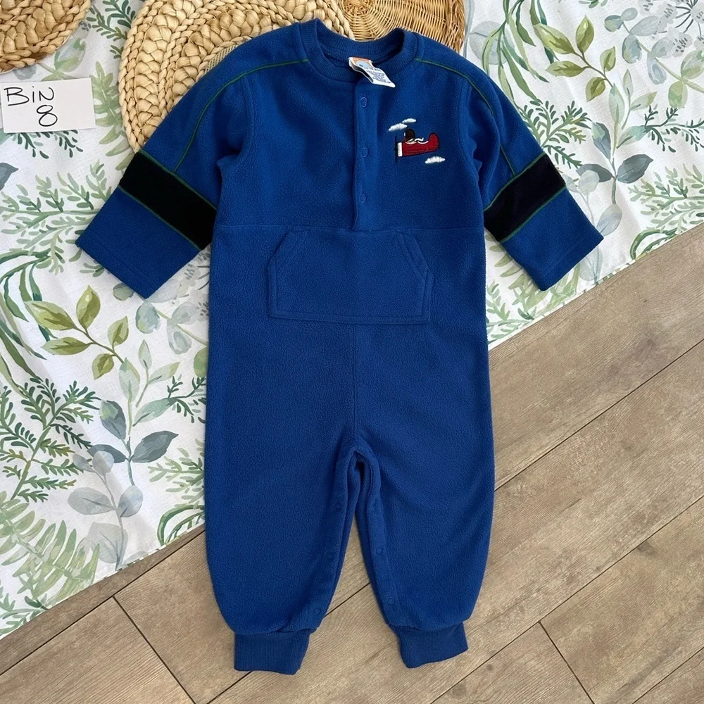 Vintage Y2K Gymboree Airplane Embroidered Coveralls Jumpsuit Cozy 12-18M Boy